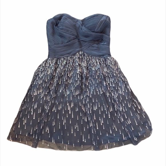 CACHE Glitter Strapless Cocktail Dress Holiday New Years Eve Gray Size 2 - Picture 3 of 9